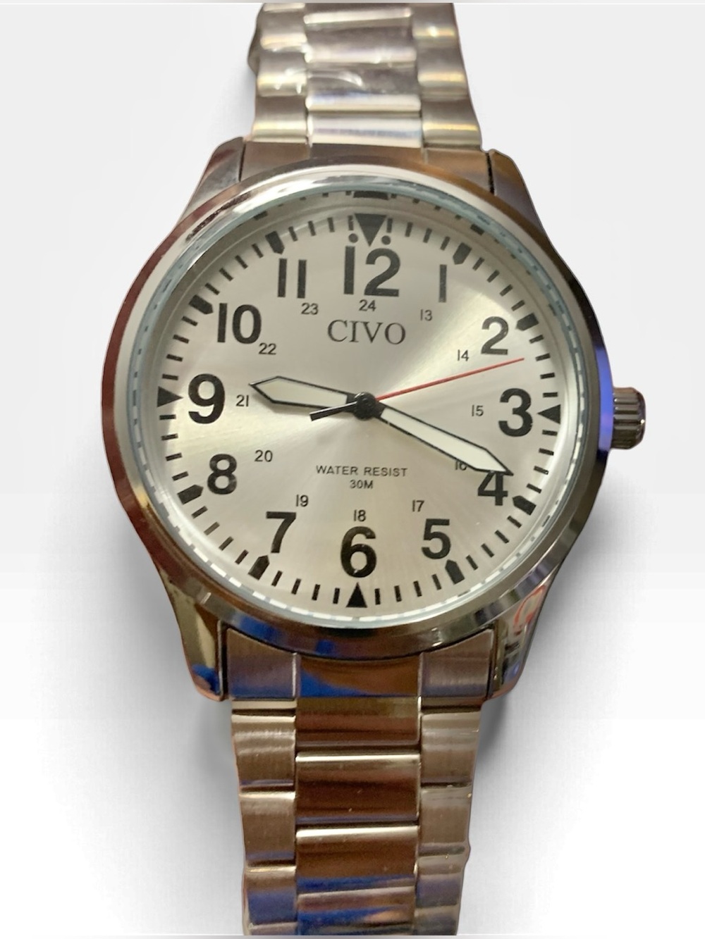 Civo Men's Silver Stainless Steel Analog Watch